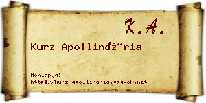 Kurz Apollinária névjegykártya